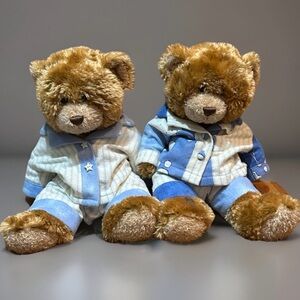 Lot Of 2 TY Bears 14” Blue Flannel Pajamas 2006 Rare